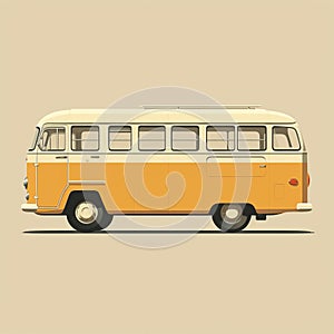 Golden Bus With Clean And Simple Designs In The Style Of Annibale Carracci