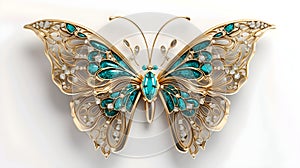 Golden butterfly with blue diamons