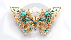 Golden butterfly with blue diamons