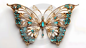 Golden butterfly with blue diamons