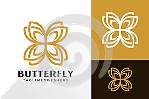 Golden Butterfly Floral Logo Vector Design, Creative Logos Designs Concept for Template