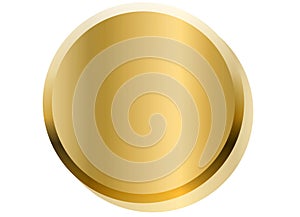 Golden button isolated on white background. illustration design photo