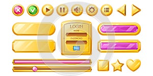 Golden buttons for ui game, gui elements