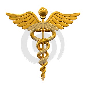 Golden Caduceus Medical Symbol