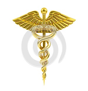 Golden Caduceus Medical Symbol