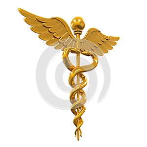 Golden Caduceus Medical Symbol