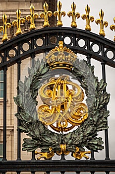 Golden Calligraphy on fence at Buckingham Palace, London, UK