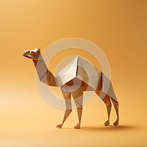 Minimalist Origami Camel: Playful 3d Concept Art With Clean Lines photo