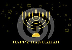 Happy Hanukkah golden menorah vector