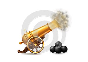 Golden Cannon with Fire