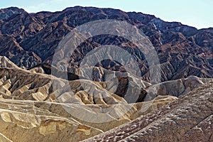 Golden Canyon and Red Cathedral.  Zabriskie  Point Loop Death Valley National Park. Close Up, Texture, Geology