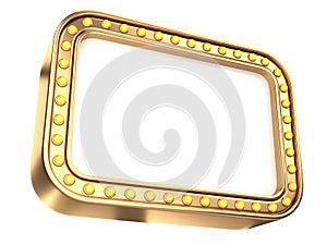 Golden casino banner - design template, with lightbulbs around
