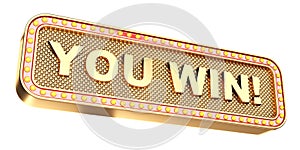 Golden casino banner - You Win, with lightbulbs around