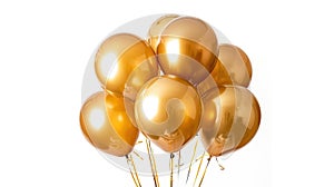 Golden Celebration: Helium Balloon Soars for Birthday Party and Festivities on Isolated White Background