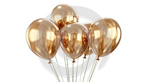 Golden Celebration: Helium Balloon Soars for Birthday Party and Festivities on Isolated White Background