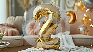 Golden Celebration: A Single Number Balloon in Shimmering Gold for Milestones and Special Occasions