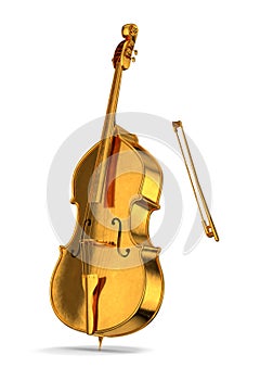 Golden cello on white