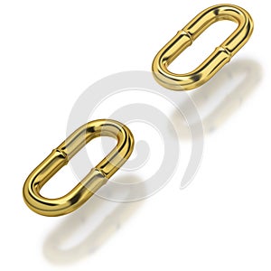 Golden chain links on white background