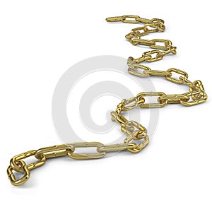 Golden Chain links in on white background