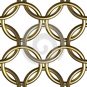 Golden chain mail ring mesh seamless pattern