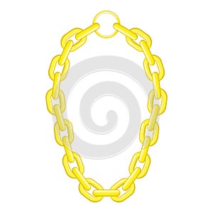 Golden chain necklace icon, cartoon style
