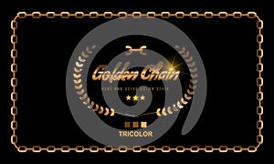 Golden Chain Square Border Frame. Rectangle Border with golden color. Jewelry Design. Flat style vector illustration.