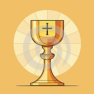 Golden chalice holy communion. First communion concept.