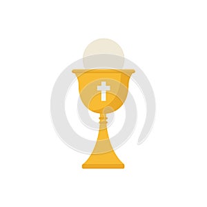 Golden chalice holy communion isolated on white background. photo