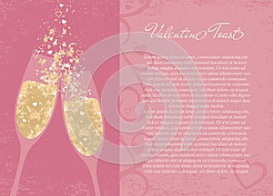 A golden champagne toast for Valentines