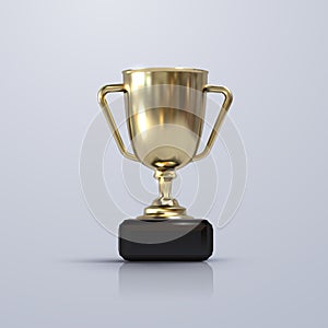 Golden champion cup isolated on white background.