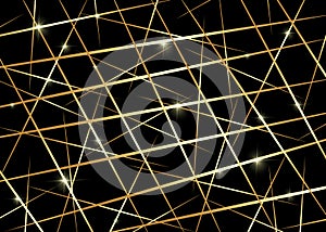 Golden Chaotic Lines, Random Chaotic Lines, Scattered Lines, Gold Luxury Lines Asymmetrical Texture Vector Abstract Template Art