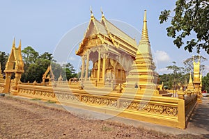 Golden chapel at Pluak Ket Temple in Rayong Thailand