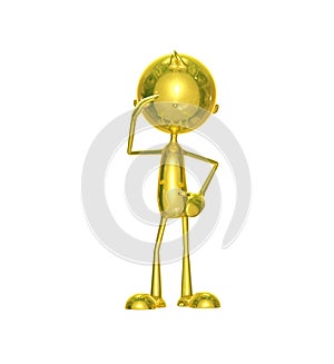 Golden character with salute
