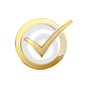 Golden check mark. Vector illustration