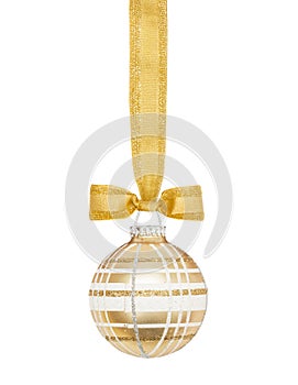Golden checkered Christmas sphere