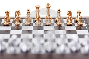 Golden chess pieces