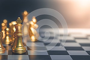 Golden chess strategy planning for ideas and competition and strategy, business success concept