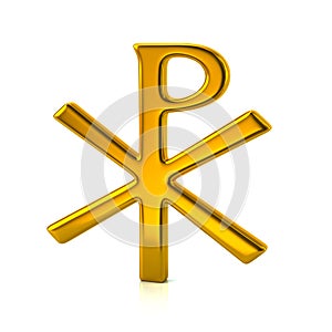 Golden chi rho christian symbol