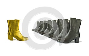 Golden (chief) and black (team) boots