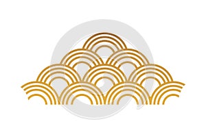 Golden chinese cloud sky waves pattern