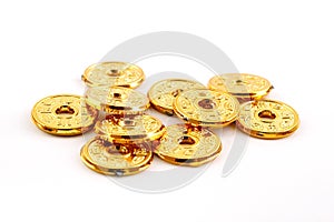 Golden chinese coin