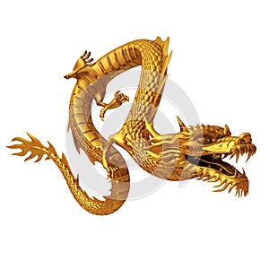 Golden Chinese dragon front