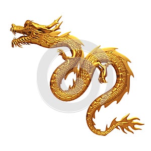 Golden Chinese dragon side