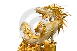 Golden Chinese dragon statue