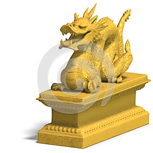 Golden chinese dragon statue