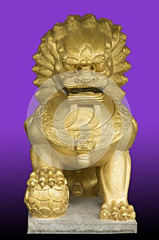 Golden chinese sculpture of the lion