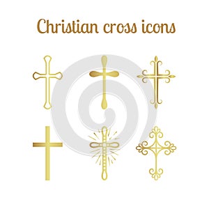 Golden christian cross set