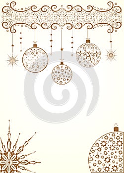 Golden christmas background with balls