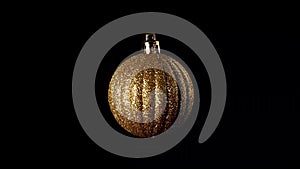 Golden Christmas ball isolate rotate 360 isolated on black background