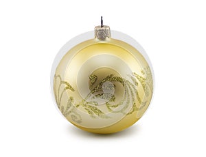 Golden christmas ball isolated on white background